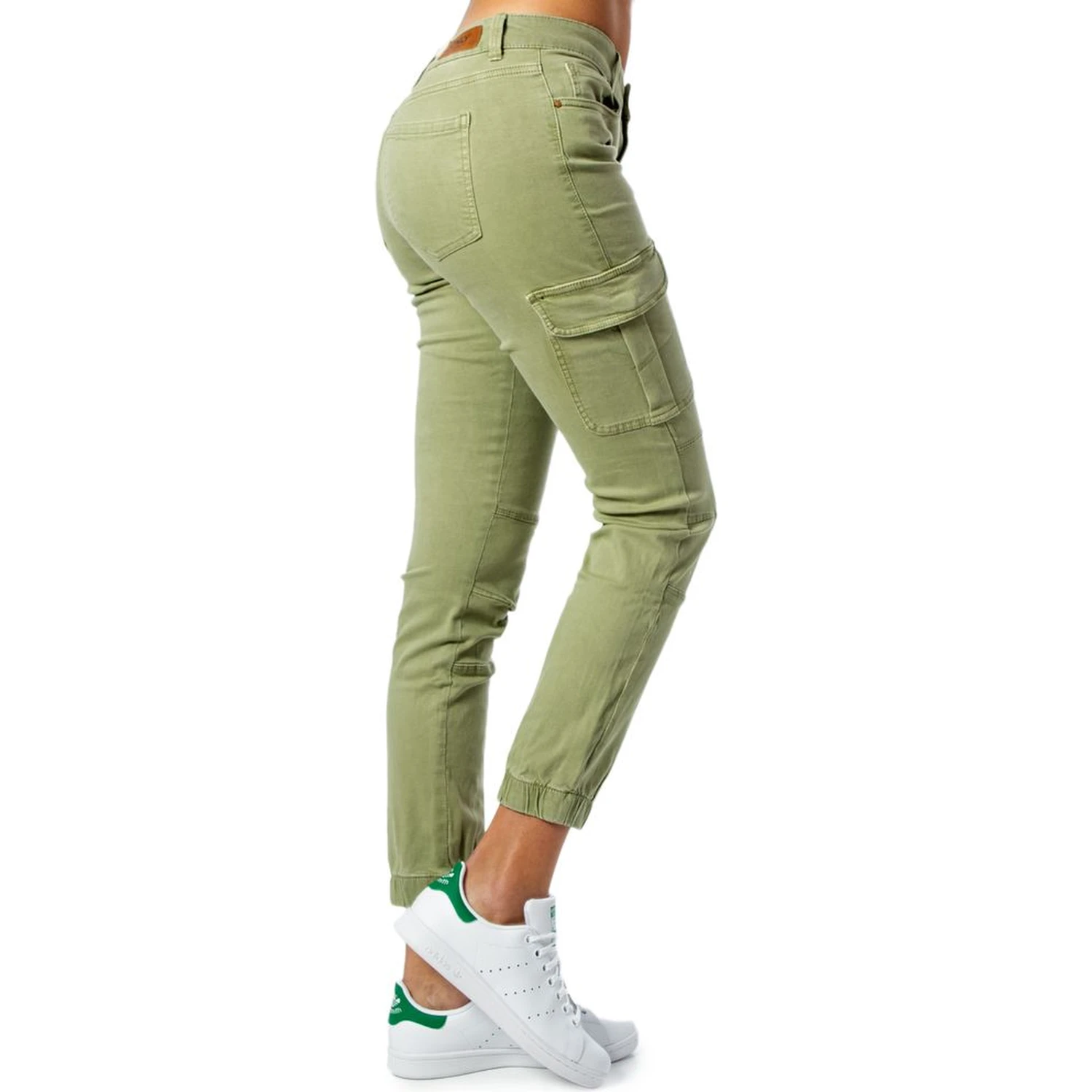 Green Cotton Skinny Pants