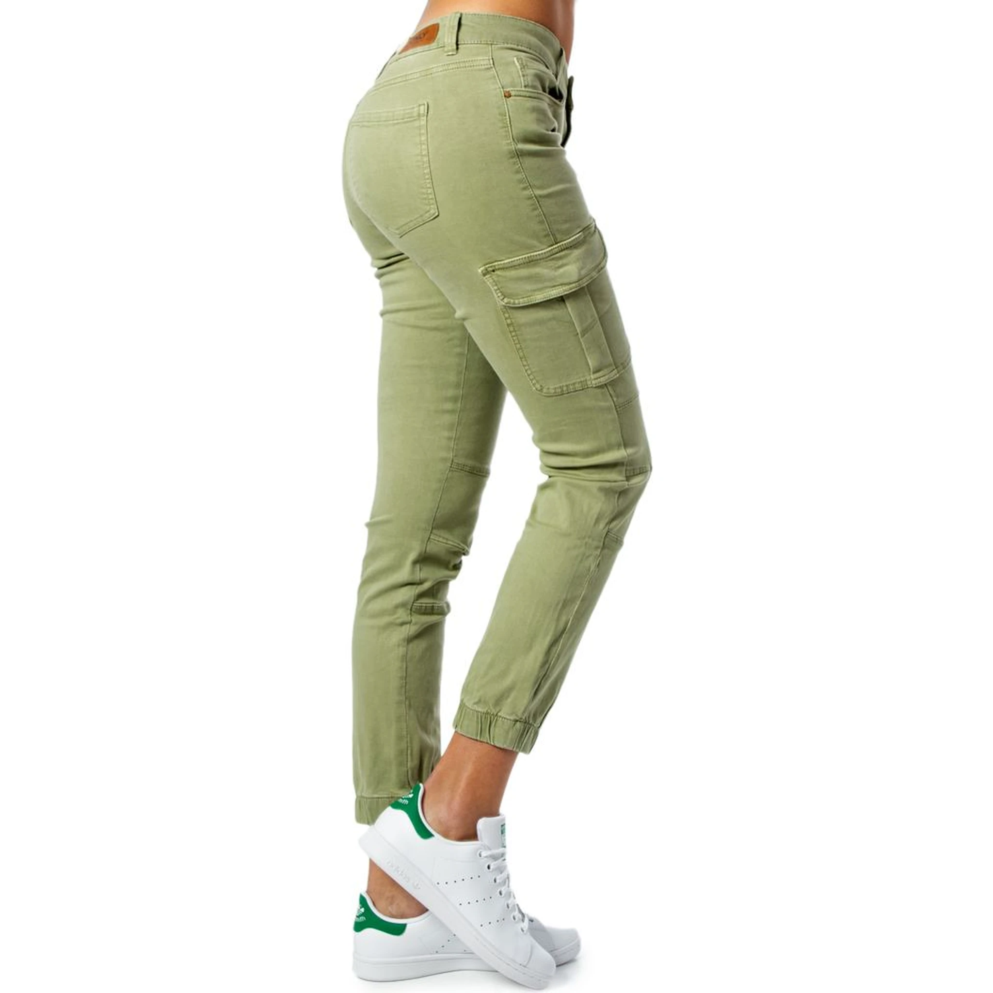 Green Cotton Skinny Pants
