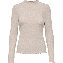 Beige Polyester Turtleneck