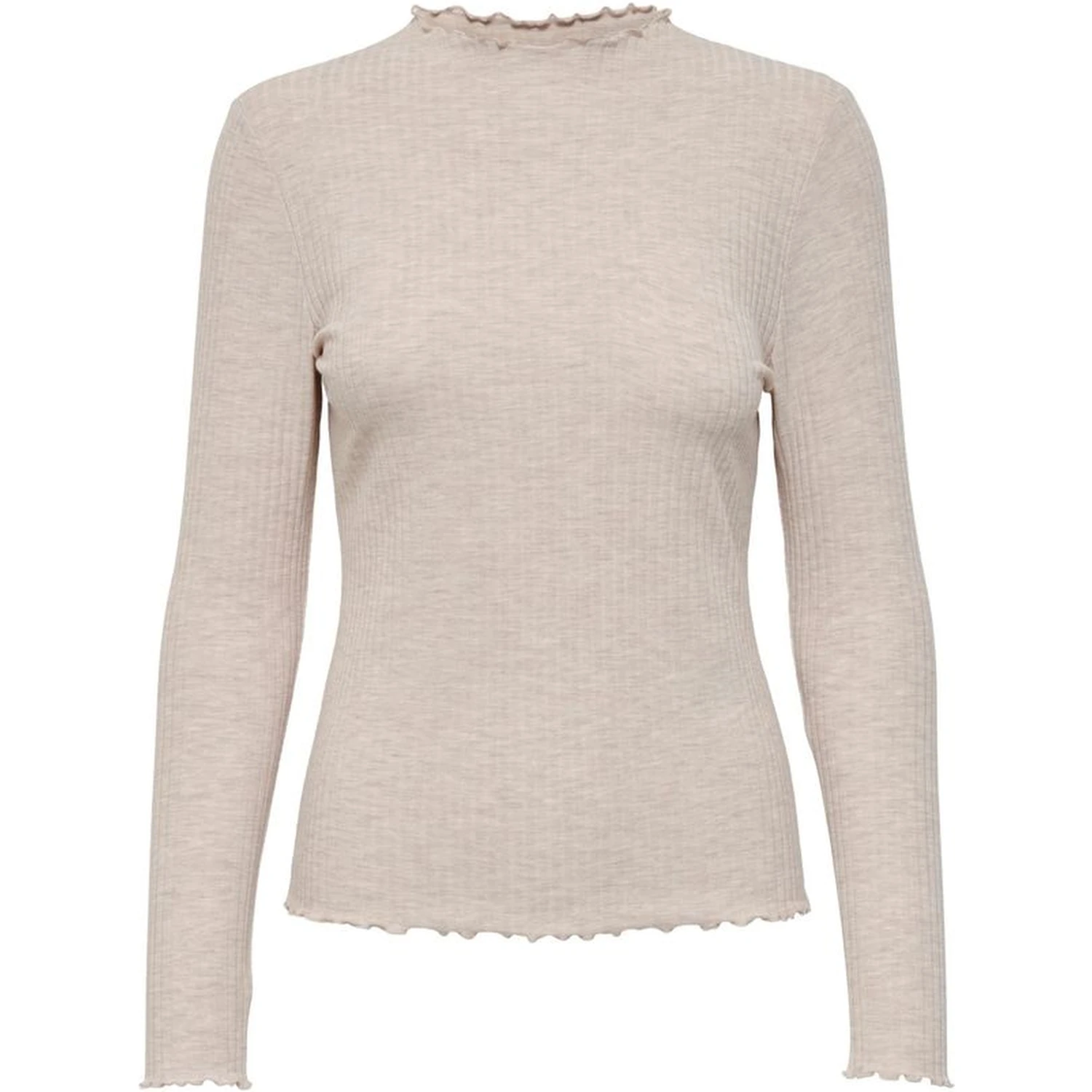 Beige Polyester Turtleneck