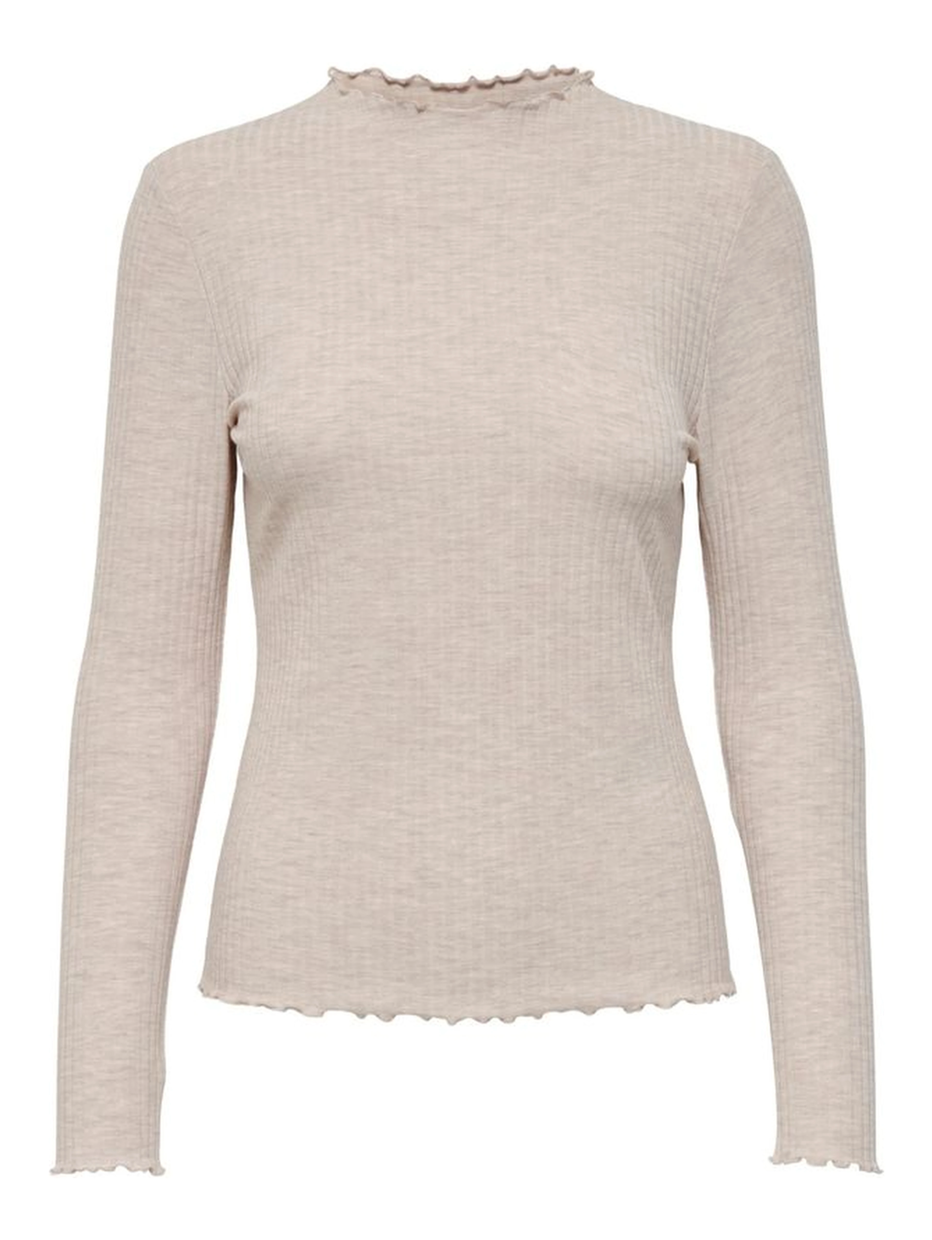 Beige Polyester Turtleneck