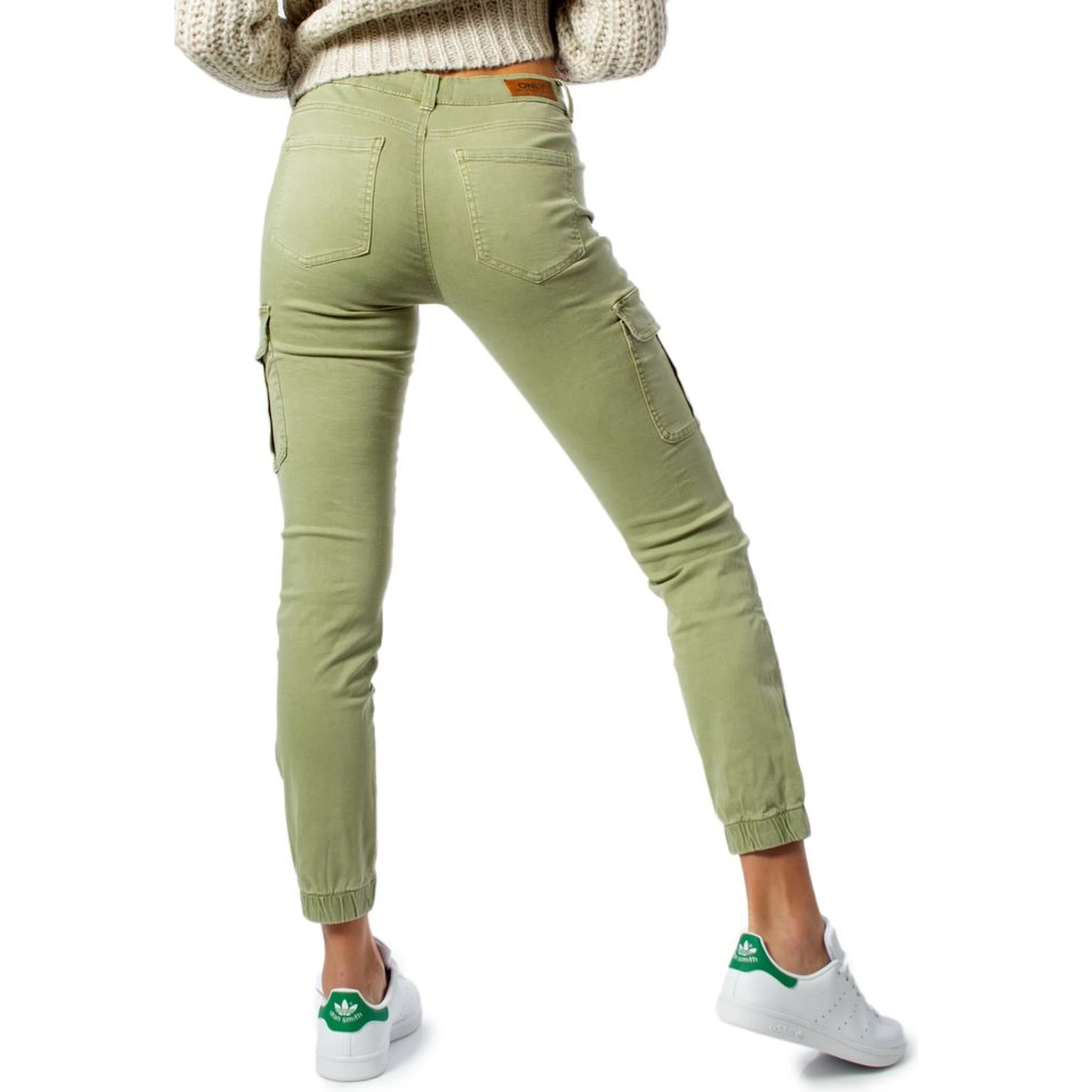 Green Cotton Skinny Pants