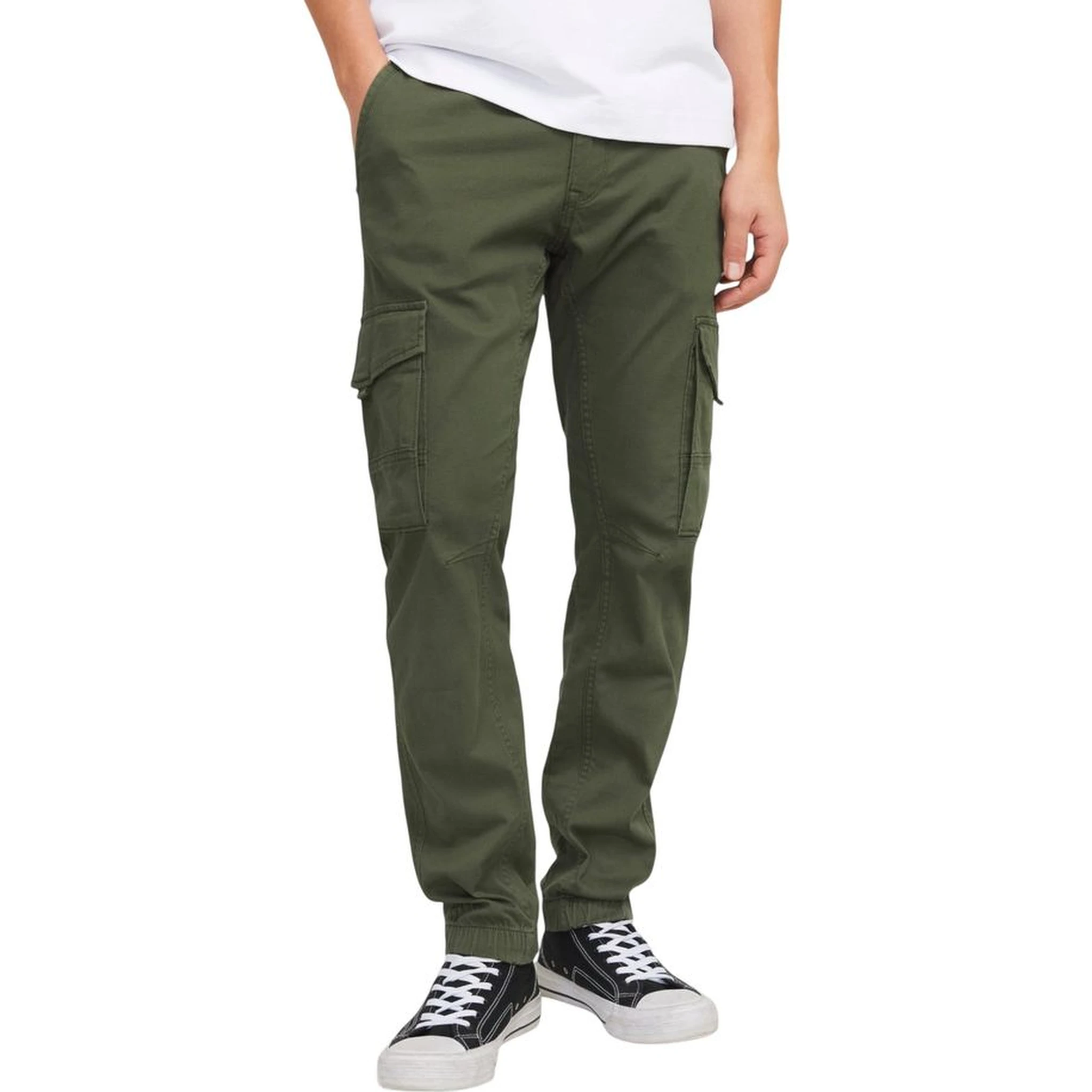 Green Cotton Skinny Pants