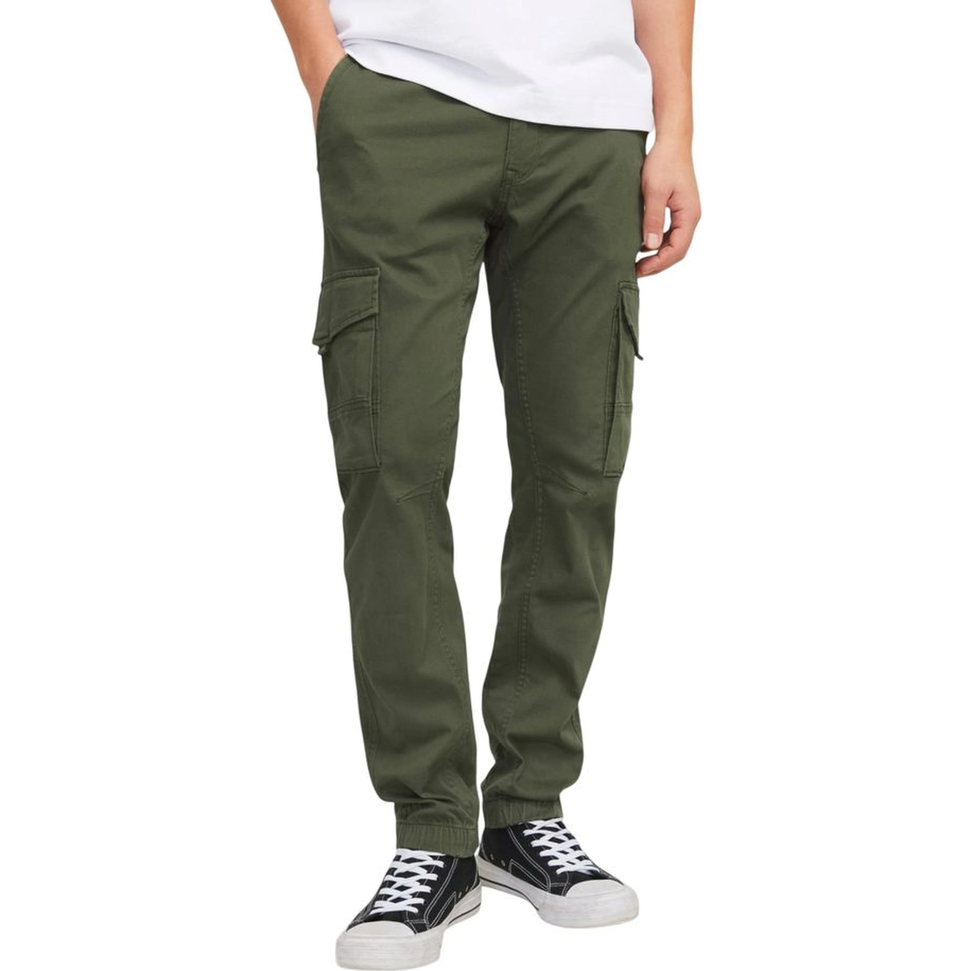 Green Cotton Skinny Pants