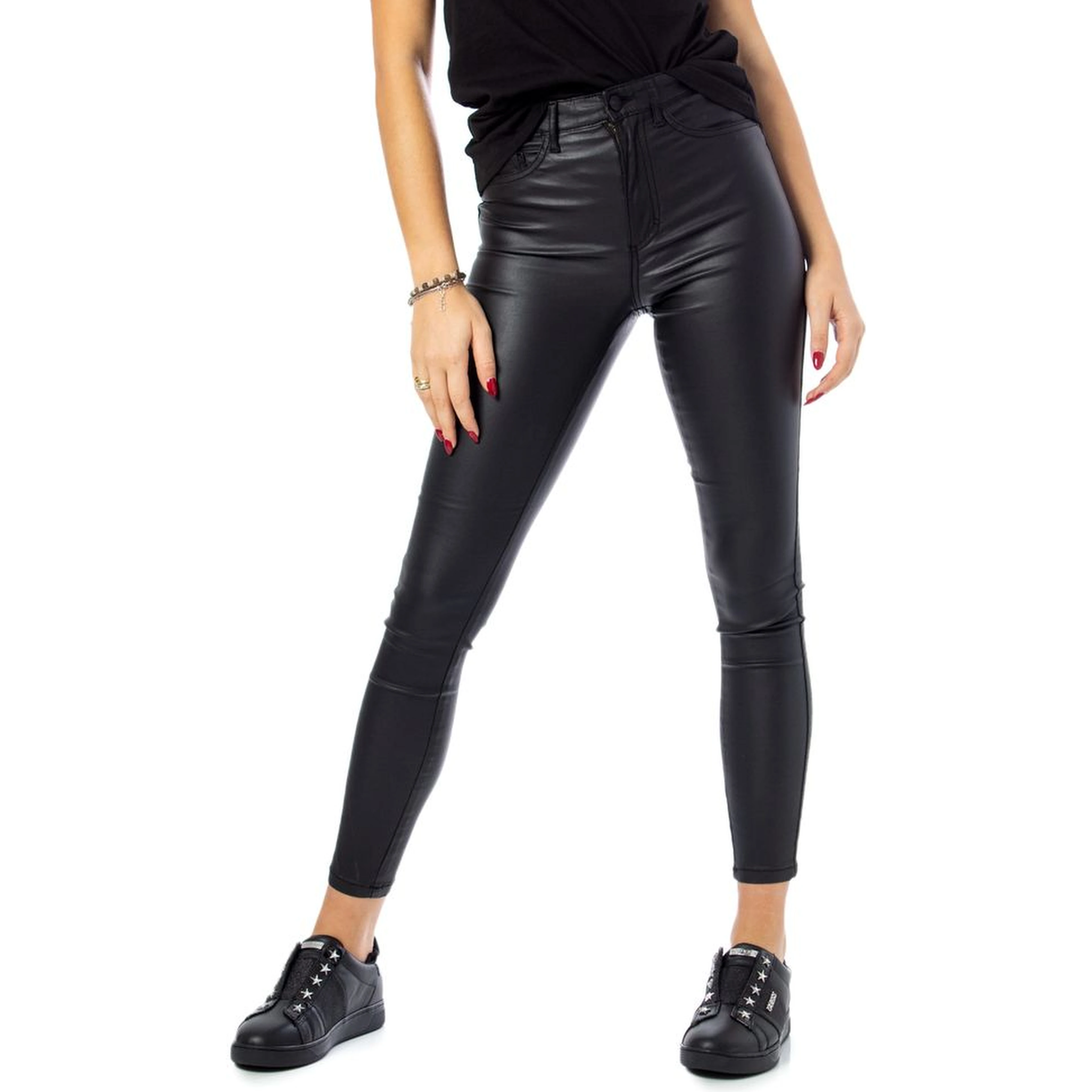 Black Viscose Skinny Jeans