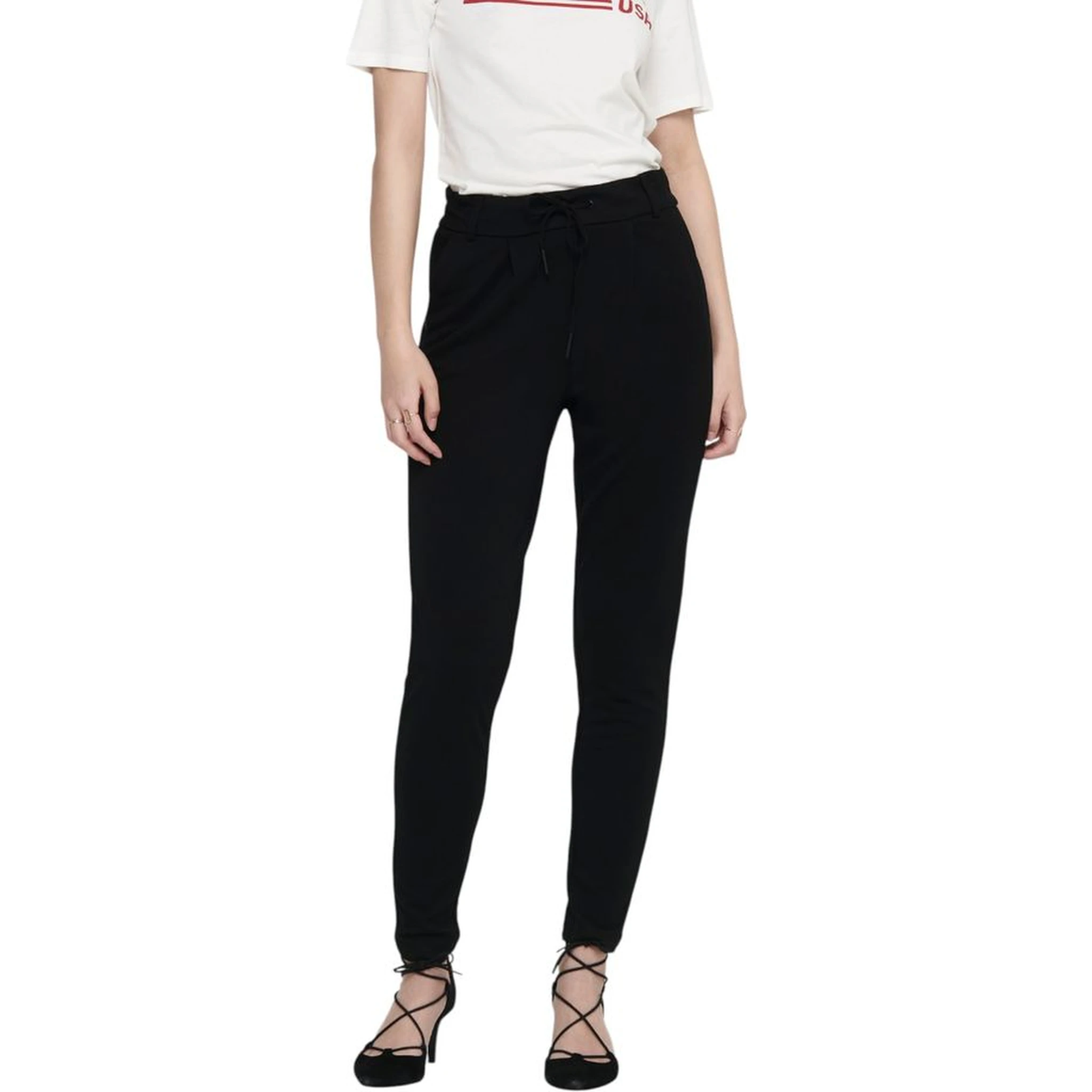 Black Viscose Casual Pants