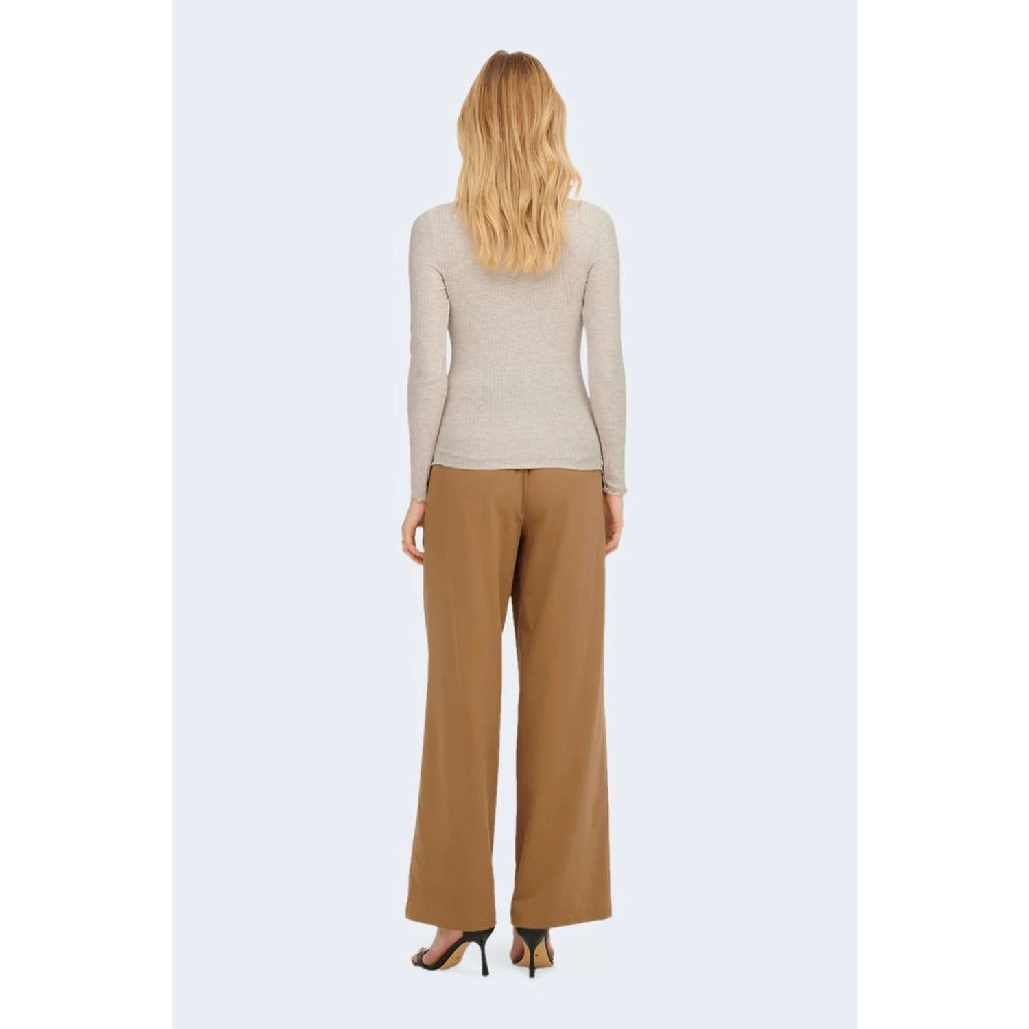 Beige Polyester Turtleneck