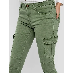 Green Cotton Skinny Pants