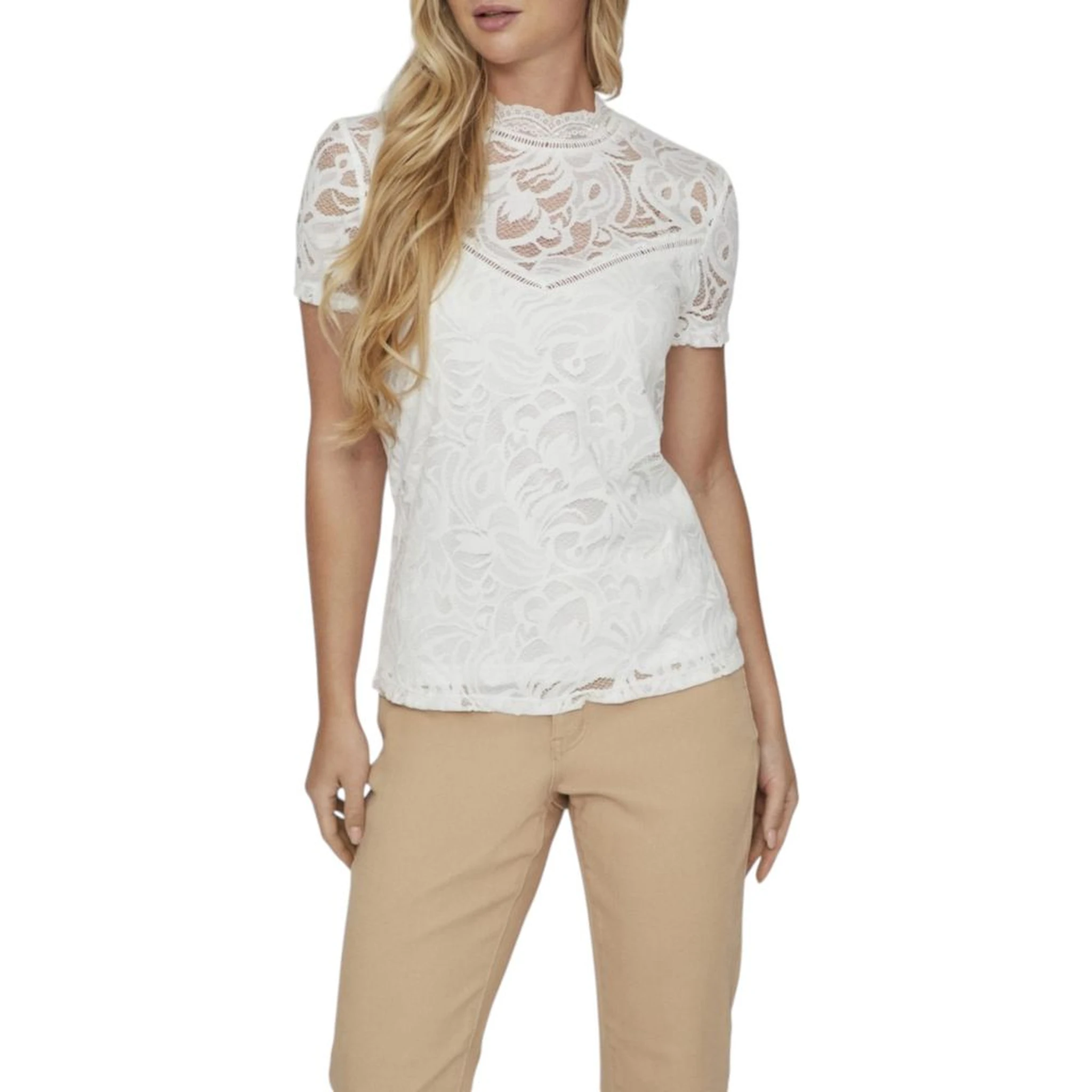 Cream Polyamide T-Shirt