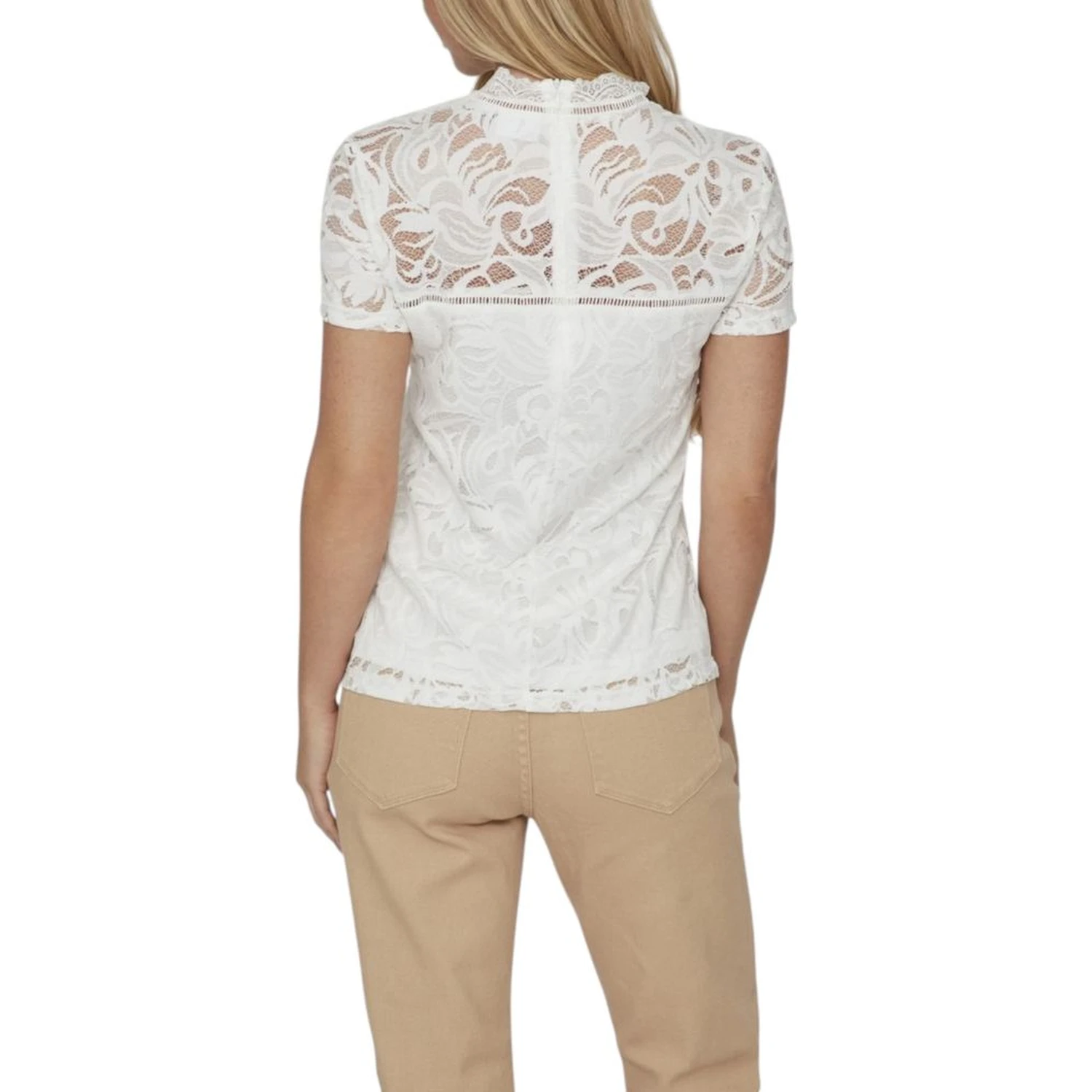 Cream Polyamide T-Shirt