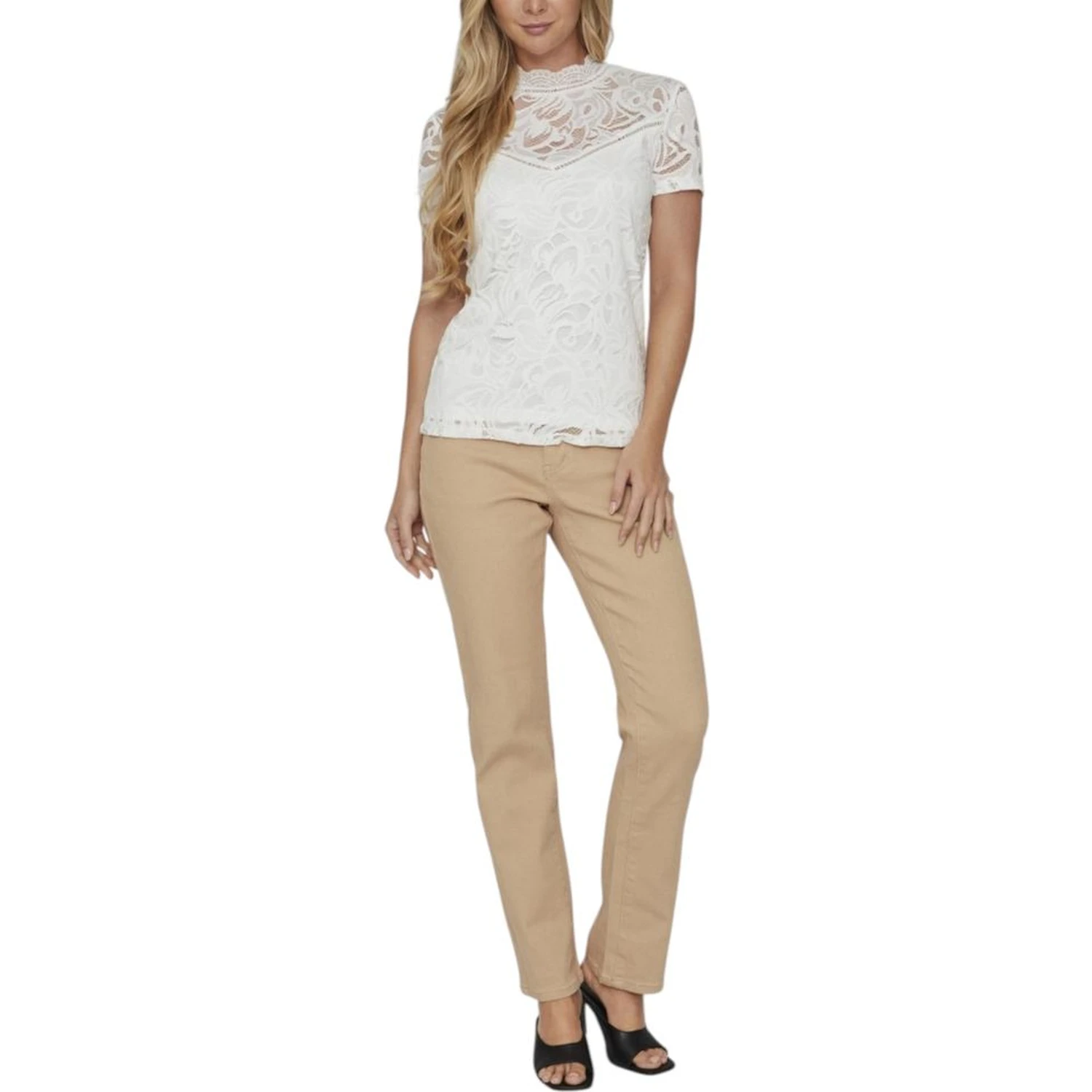 Cream Polyamide T-Shirt