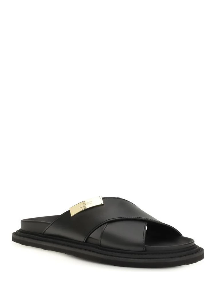 Black Calf Leather Bos Taurus Flat Sandals alternative