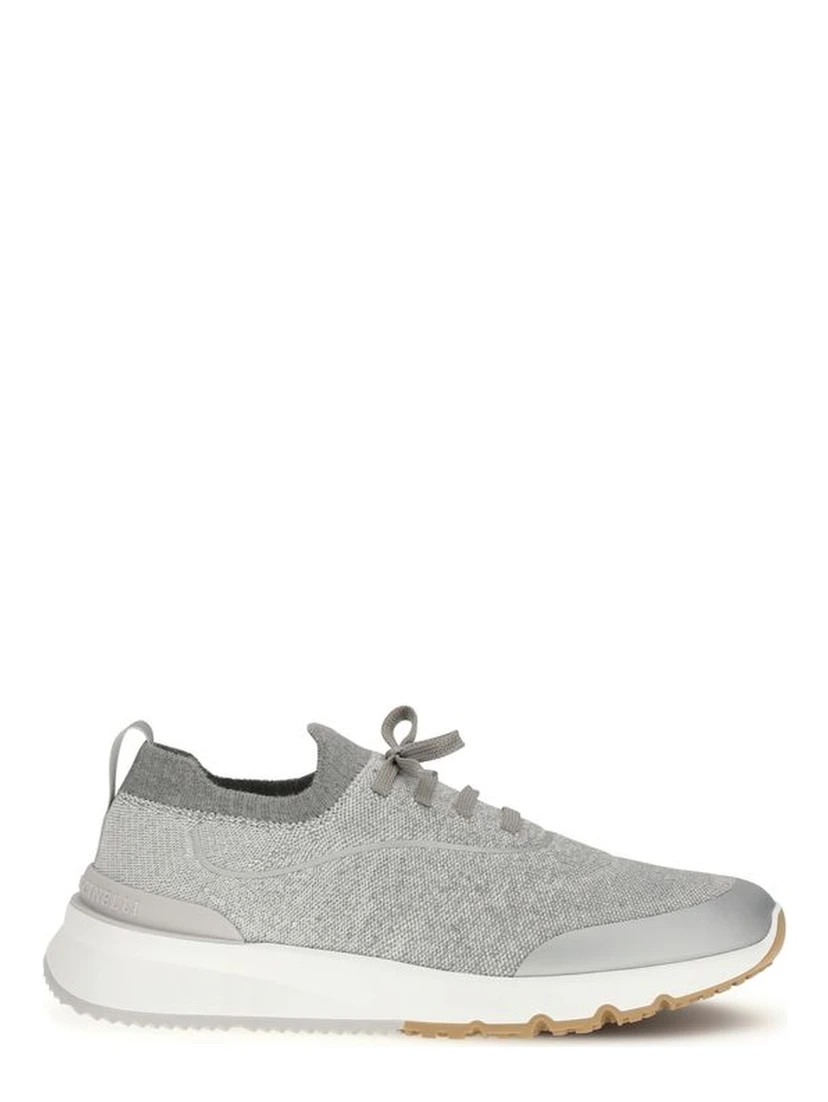 Gray Cotton Athletic Sneakers