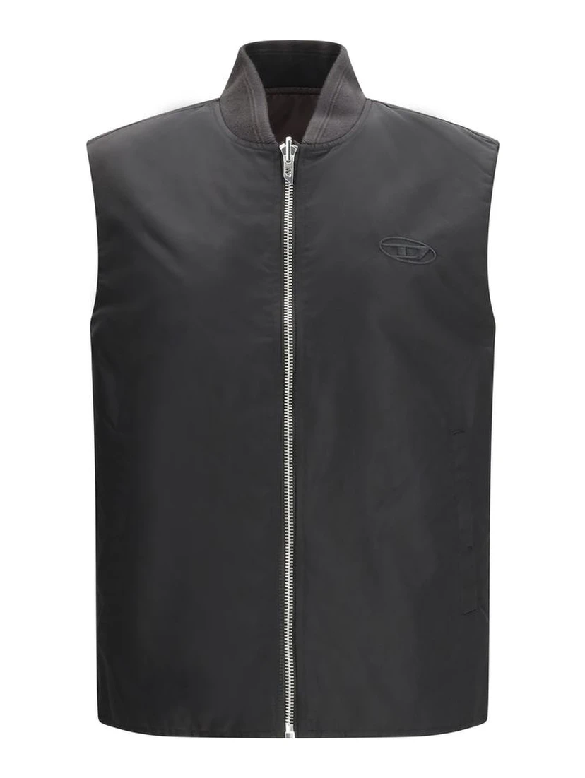 Brown Polyamide Sleveless Jacket