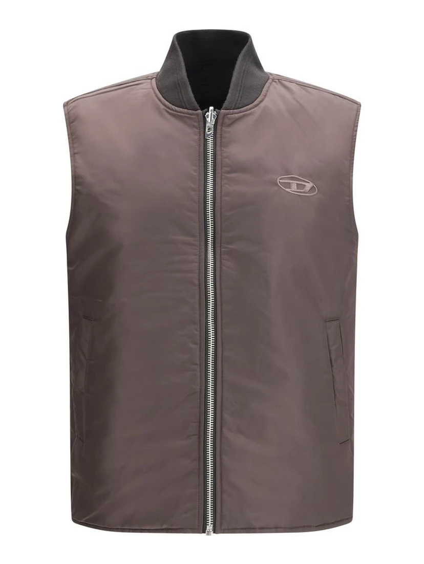 Brown Polyamide Sleveless Jacket