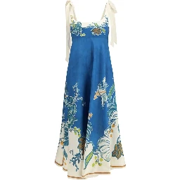 Blue Linen Casual Dress