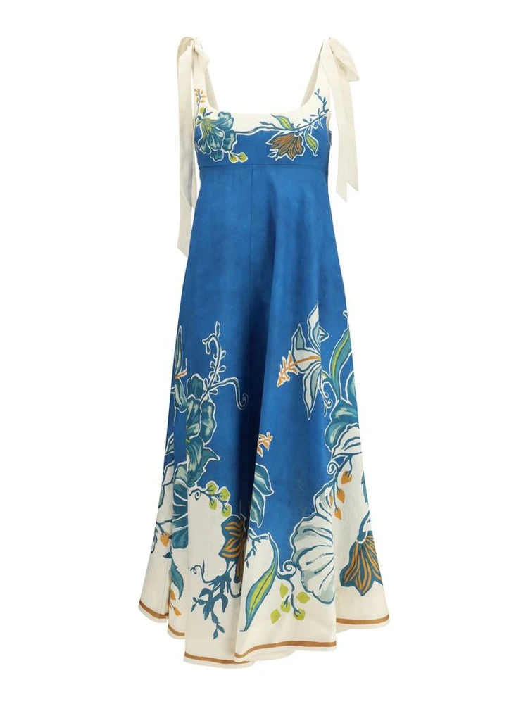 Blue Linen Casual Dress