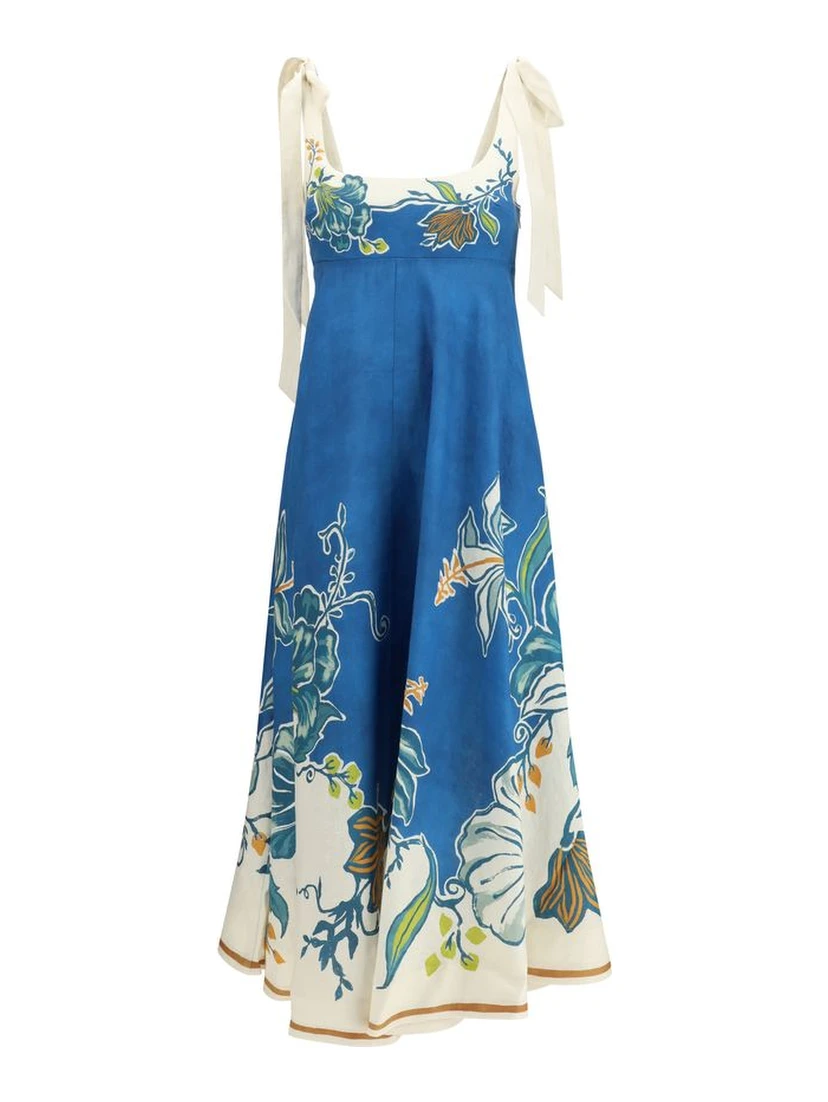 Blue Linen Casual Dress