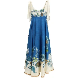 Blue Linen Casual Dress