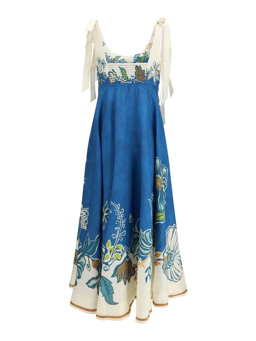 Blue Linen Casual Dress