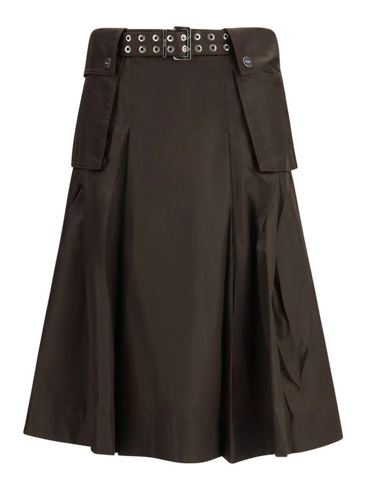 Brown Recycled Polyamide Long Skirt
