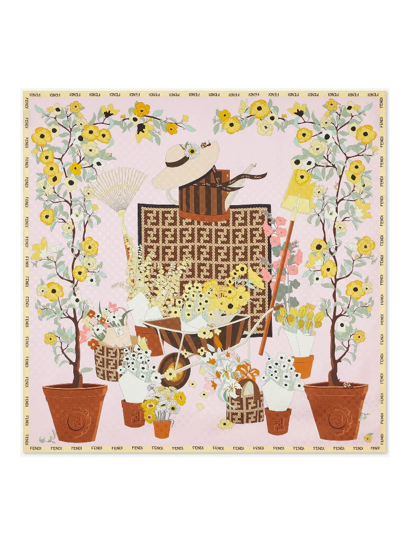 "Fendi Gardening" silk scarf