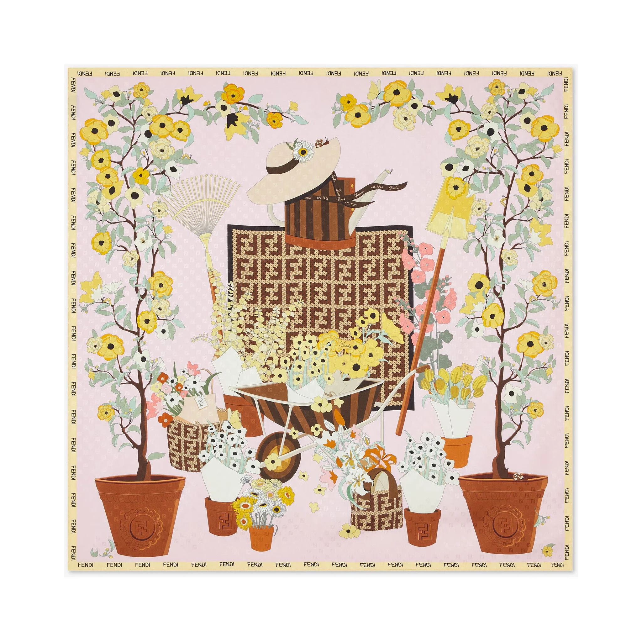 "Fendi Gardening" silk scarf
