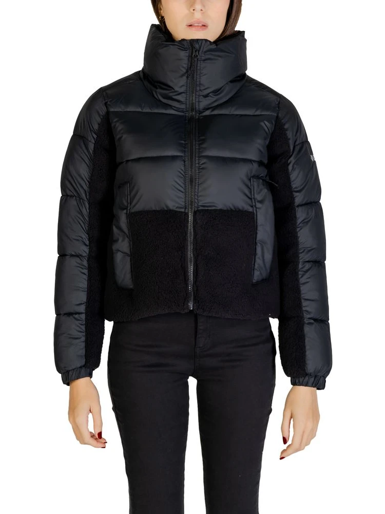 Black Polyester Full-Length Jacket