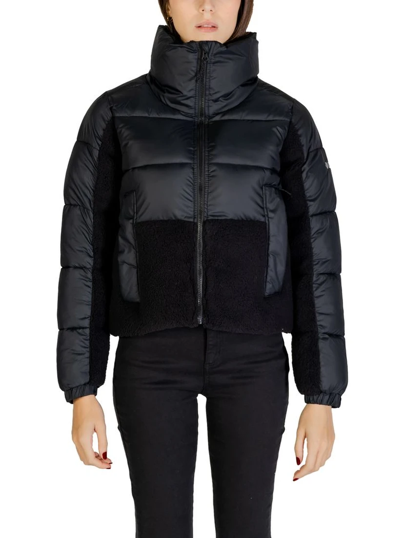 Black Polyester Full-Length Jacket