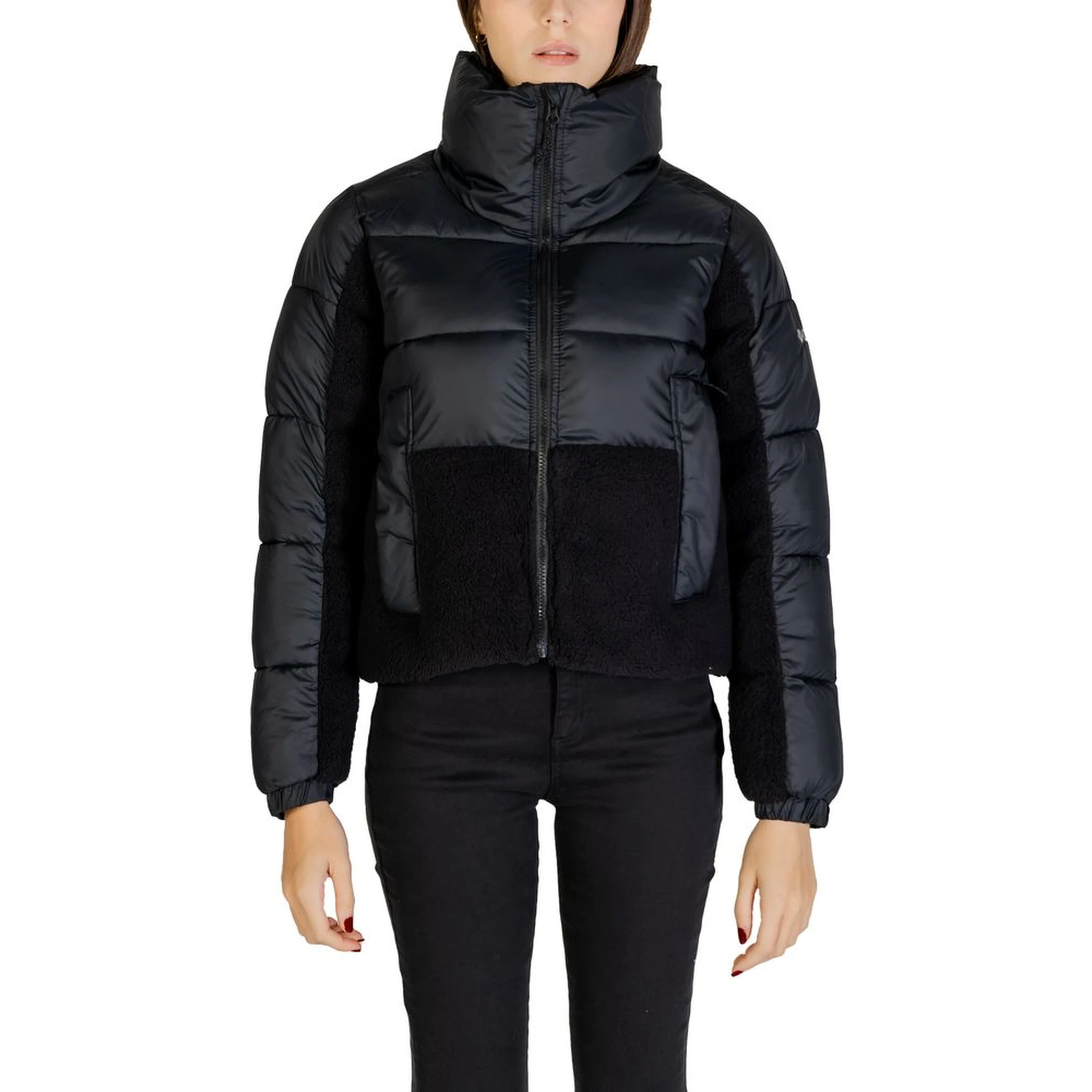 Black Polyester Full-Length Jacket