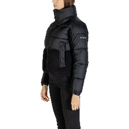 Black Polyester Full-Length Jacket