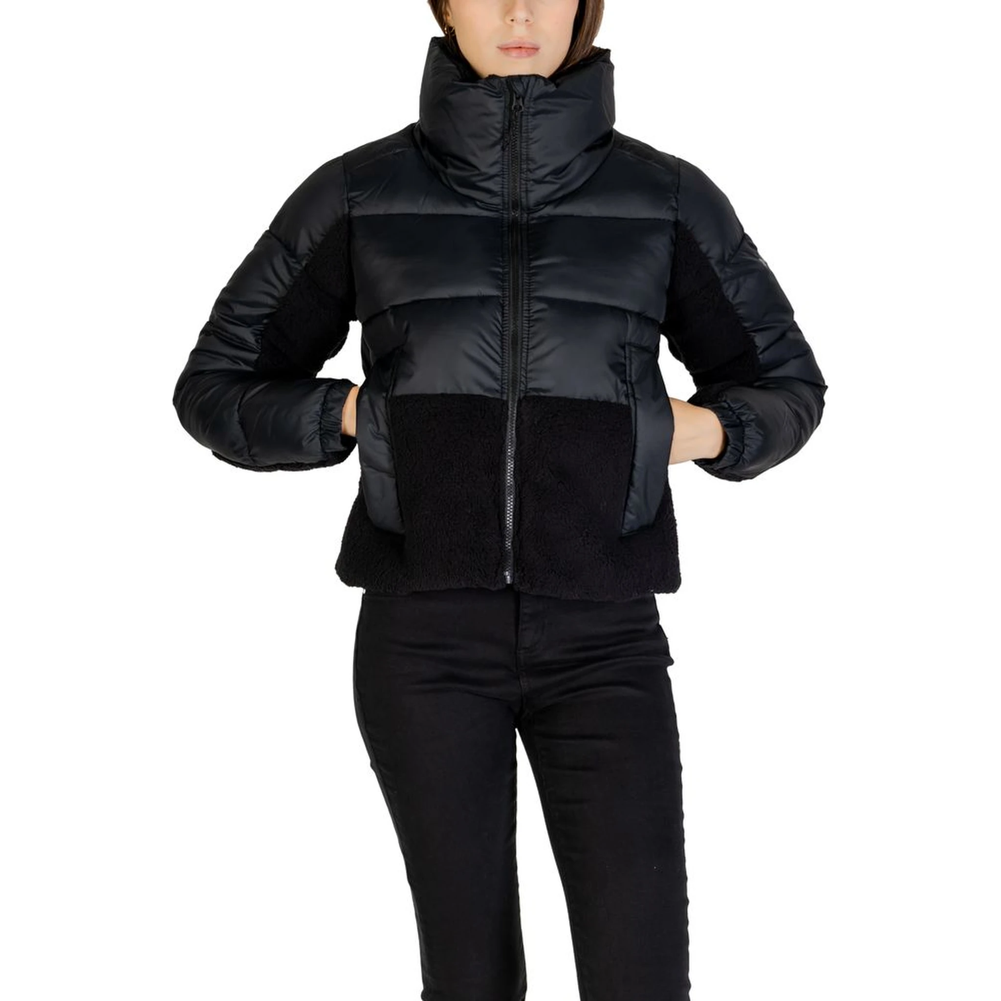 Black Polyester Full-Length Jacket