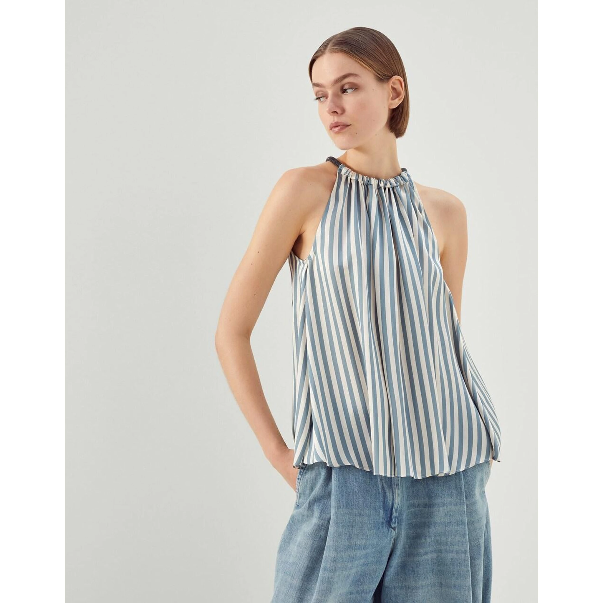 Blue Viscose T-Shirt