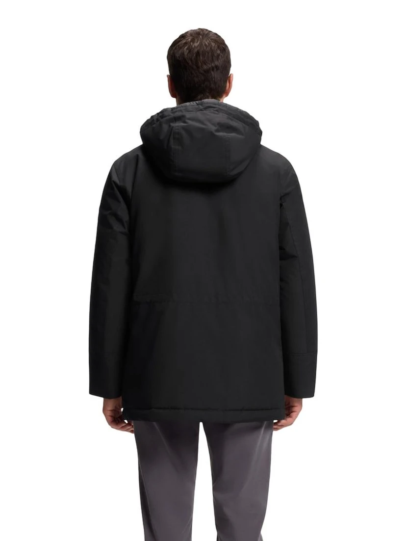 Black Polyester Full-Length Jacket