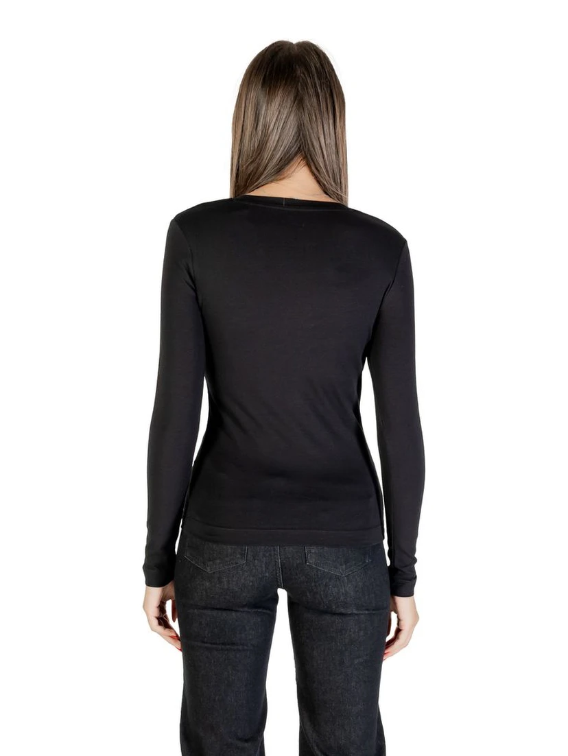 Black Cotton Long Sleeve T-Shirt