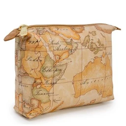 Beige Polyester Clutch Bag
