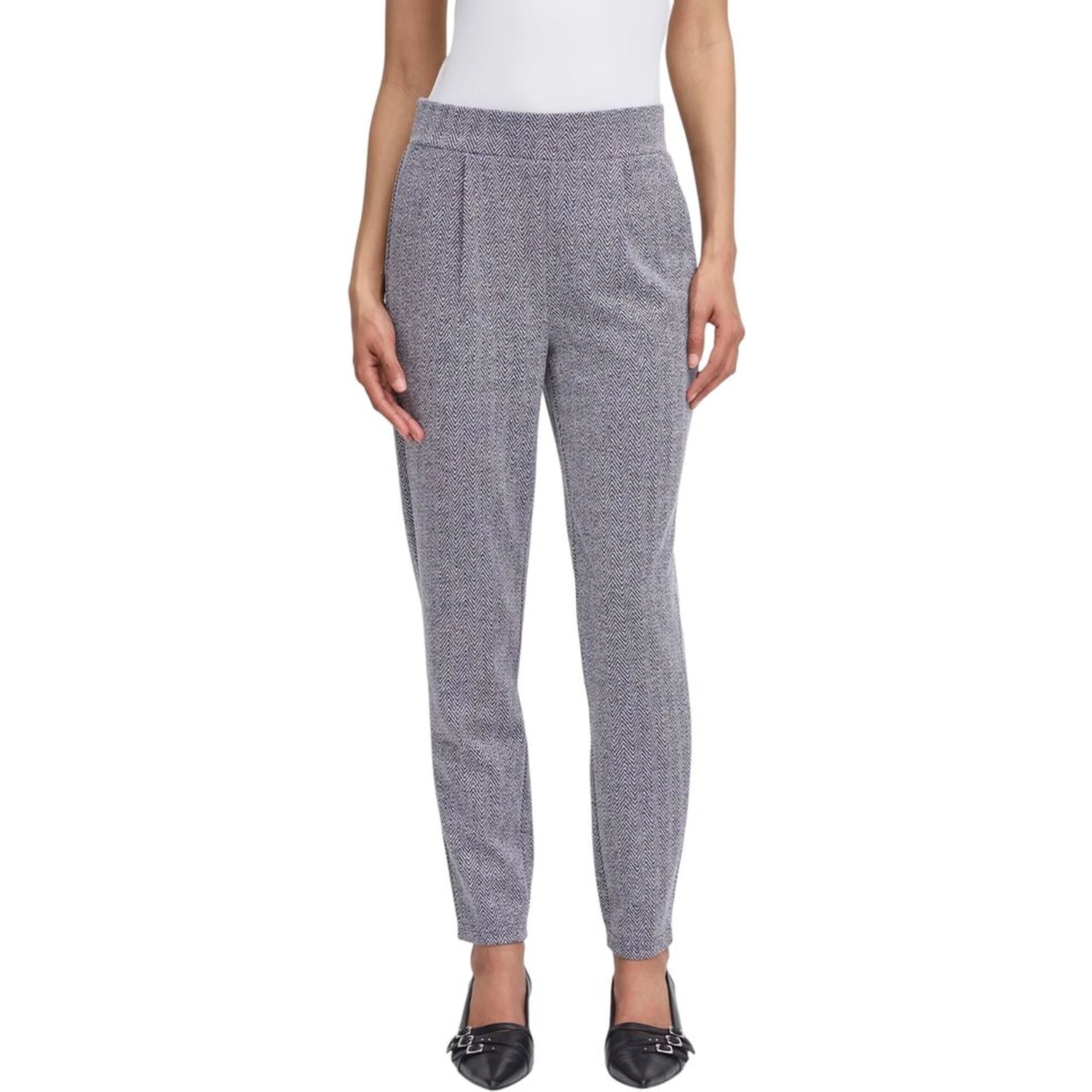Blue Polyester Skinny Pants