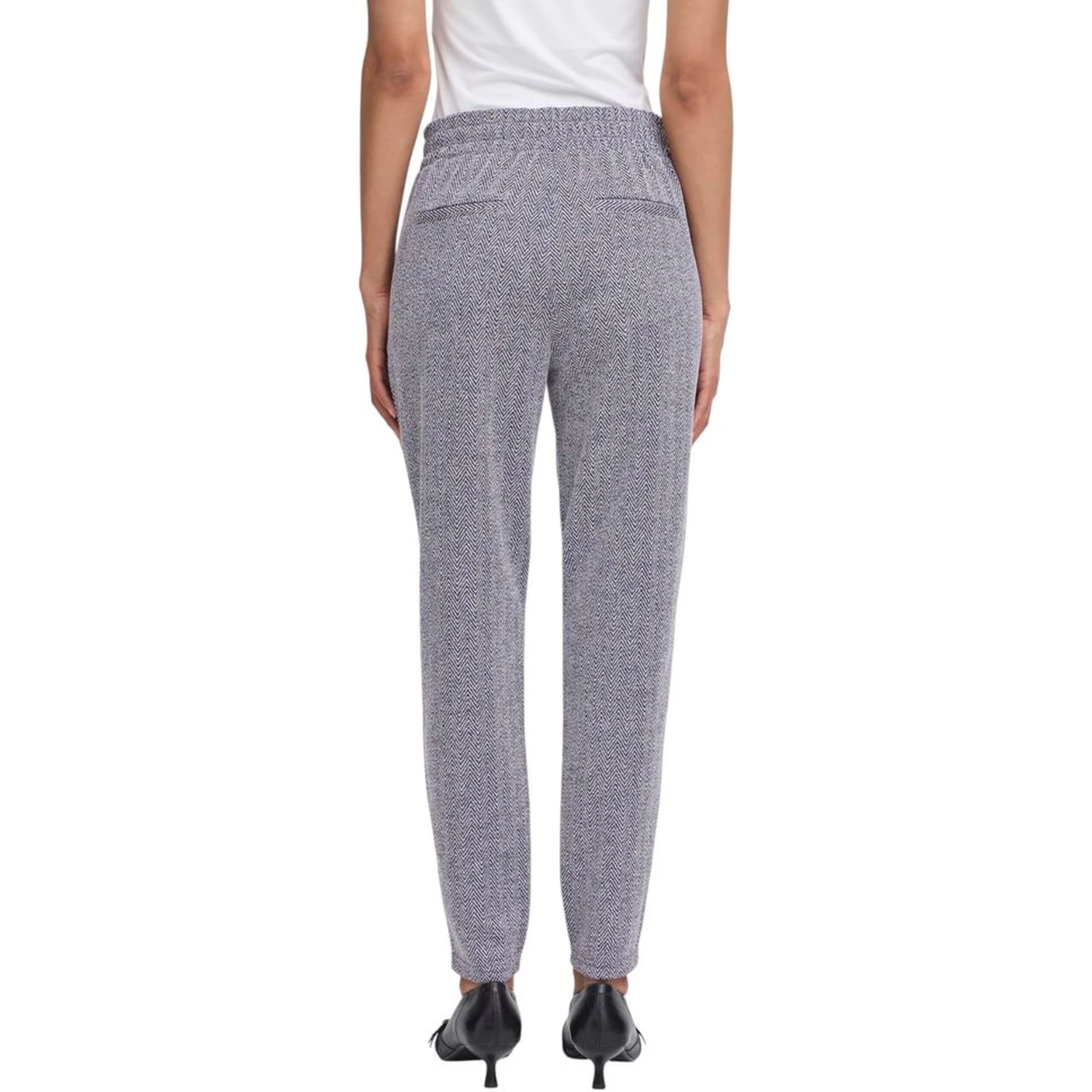 Blue Polyester Skinny Pants