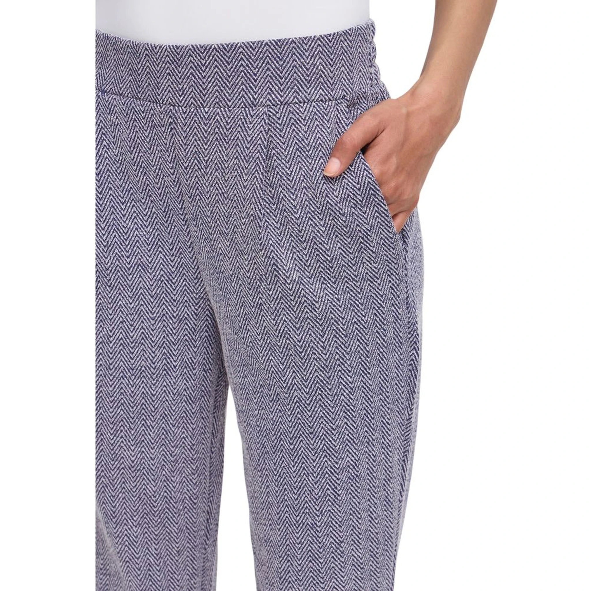 Blue Polyester Skinny Pants