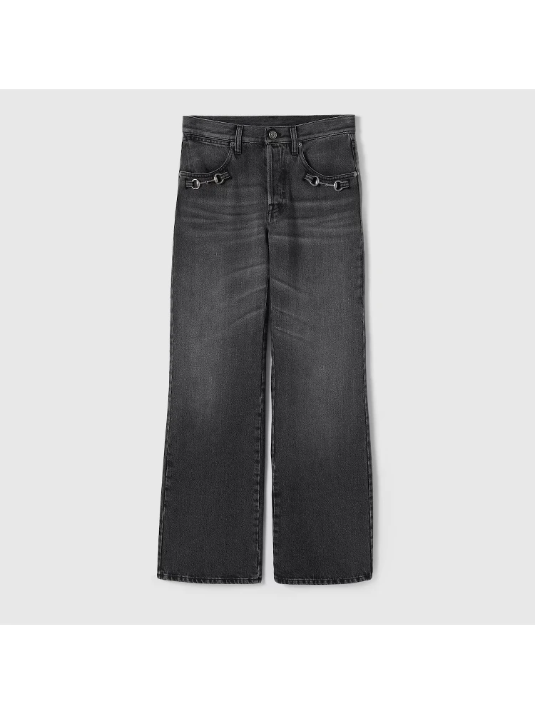 Wide leg jeans with Horsebit