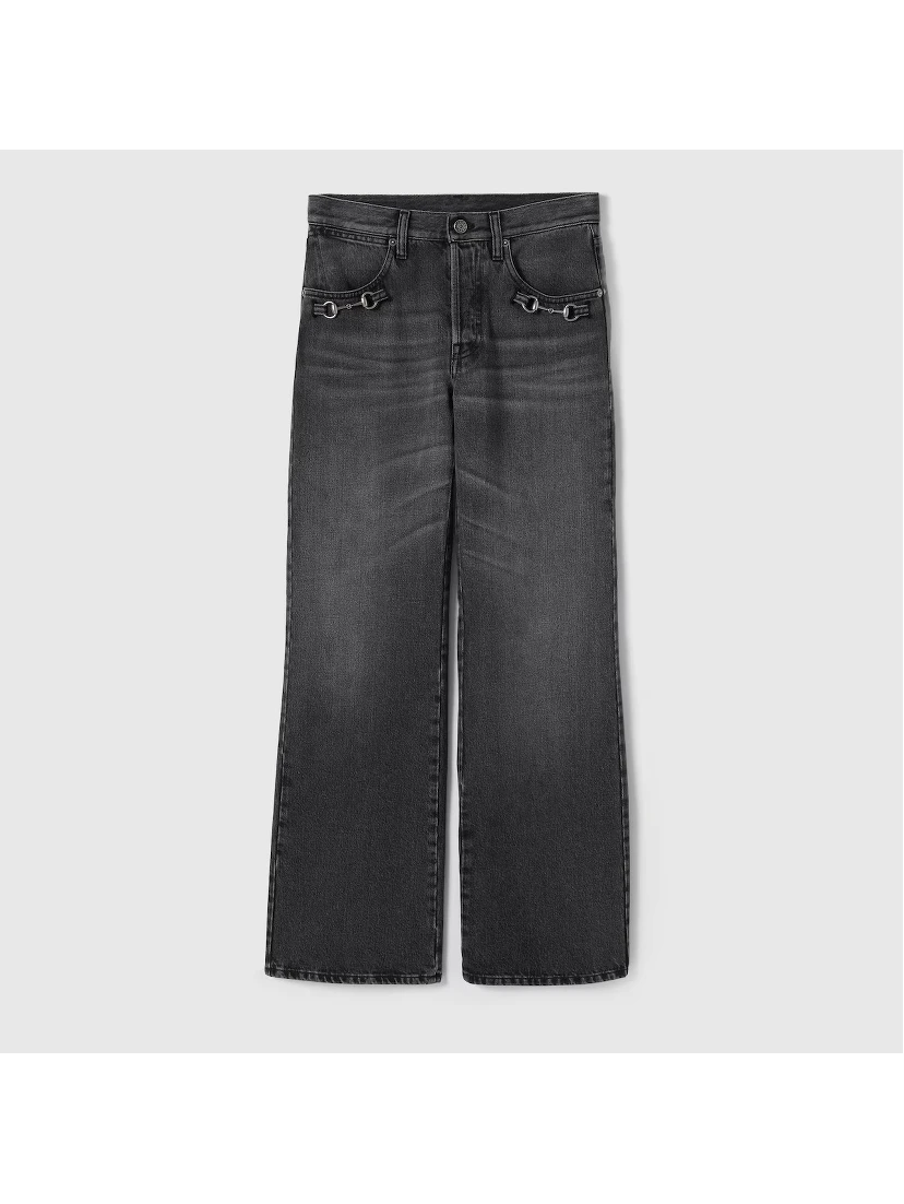 Wide leg jeans with Horsebit