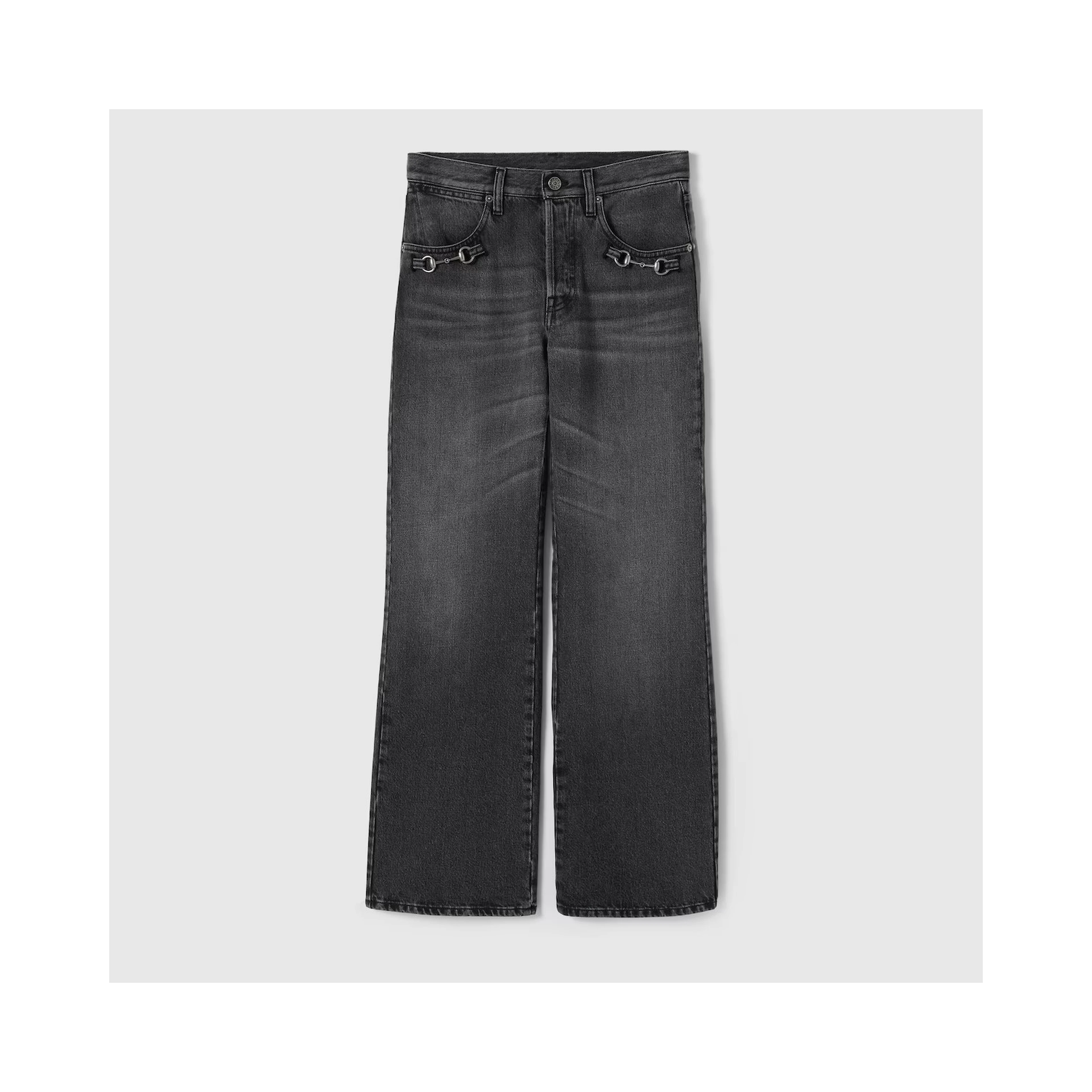 Wide leg jeans with Horsebit