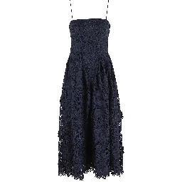 3D LACE FLARED MIDI DRESS