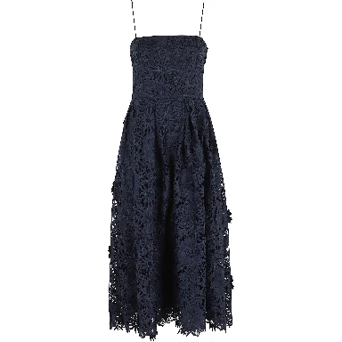 3D LACE FLARED MIDI DRESS