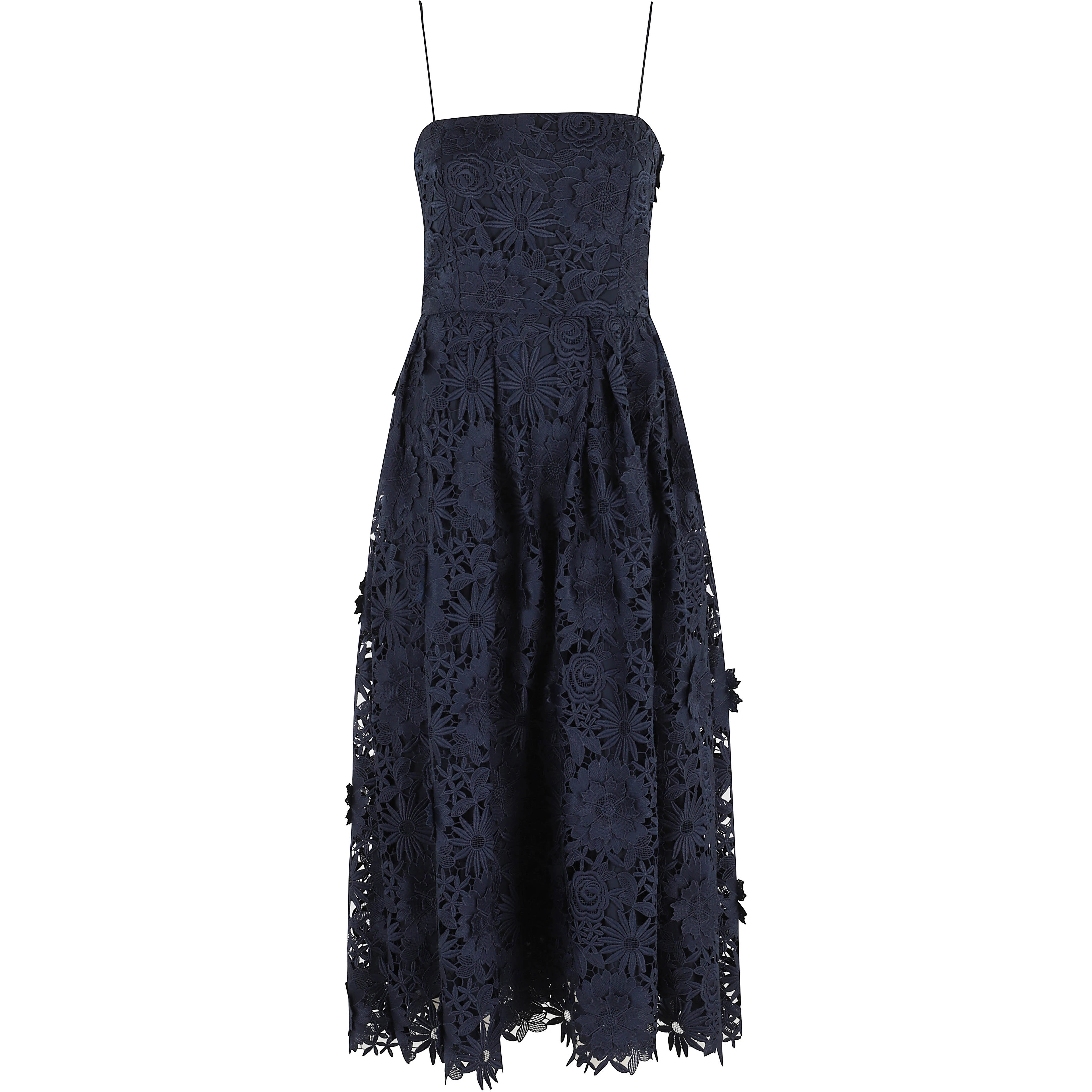 3D LACE FLARED MIDI DRESS