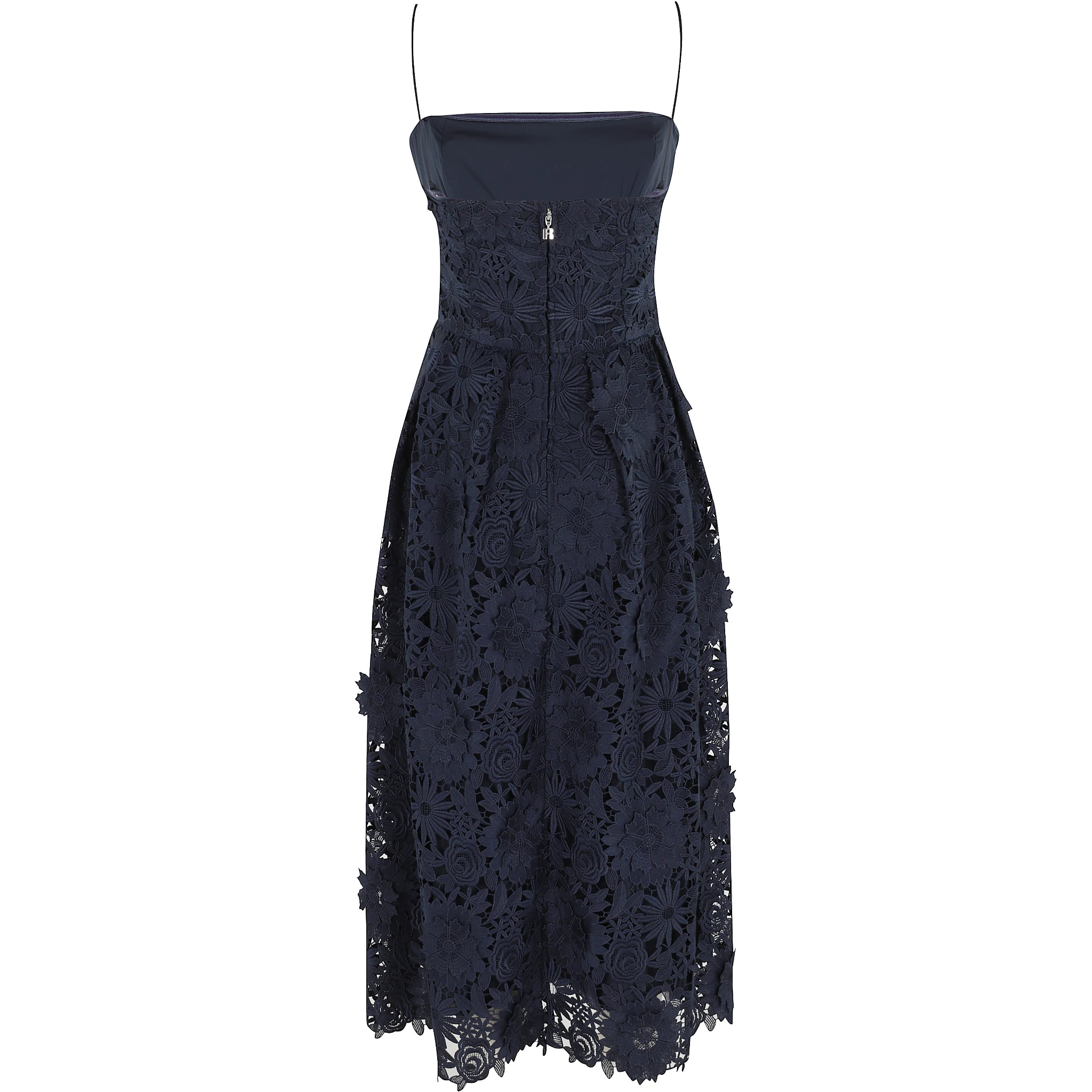 3D LACE FLARED MIDI DRESS
