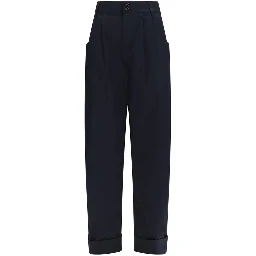 Blue Cotton Casual Pants