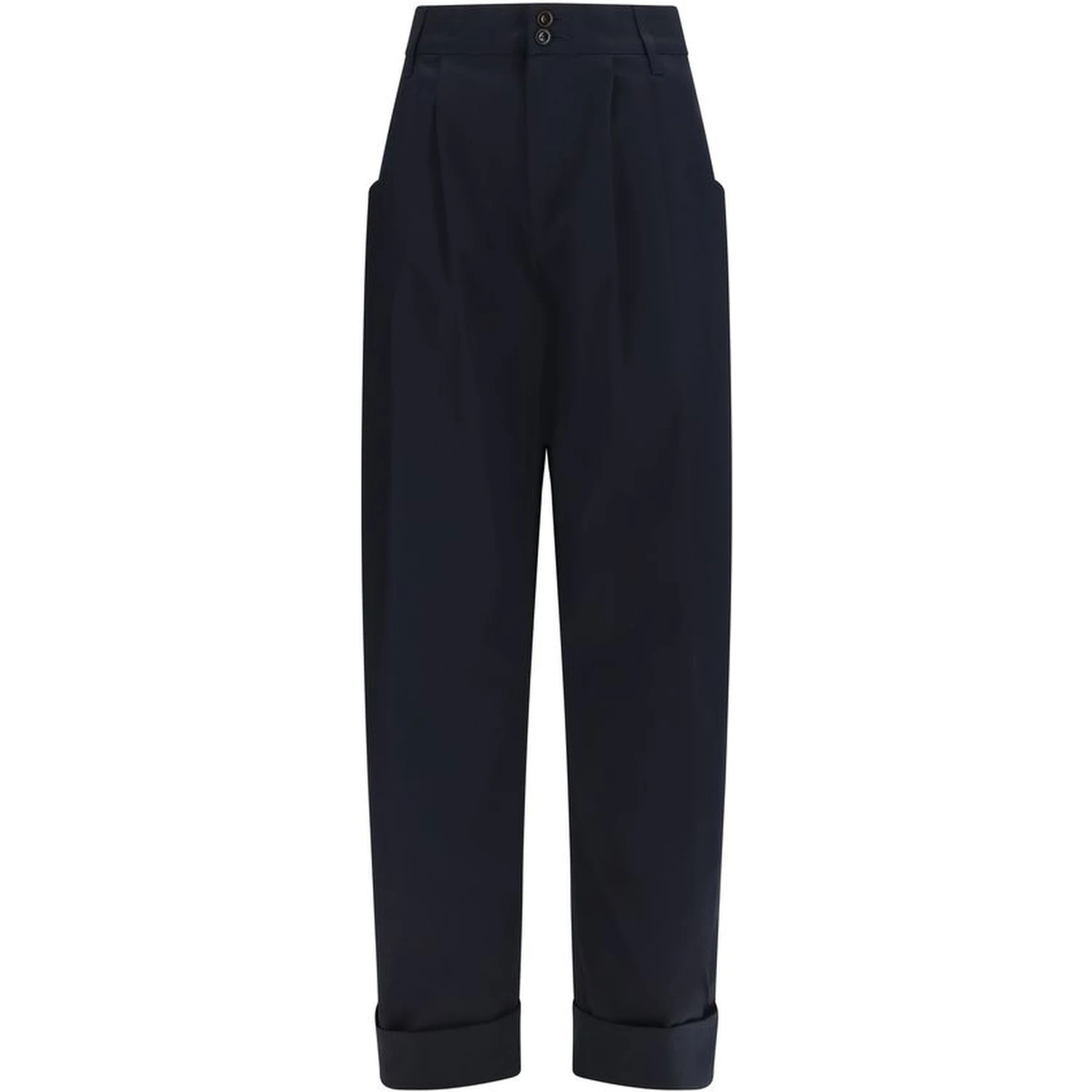 Blue Cotton Casual Pants