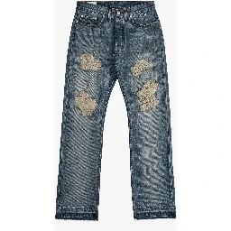 Blue Cotton Boyfriend Jeans