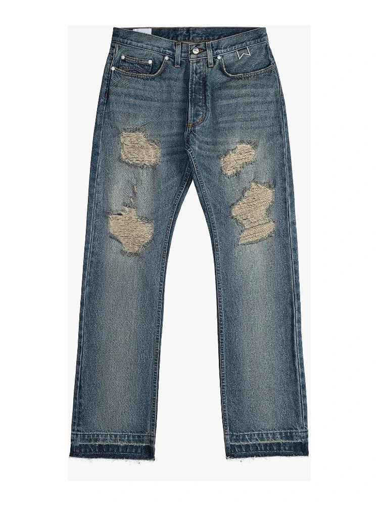 Blue Cotton Boyfriend Jeans